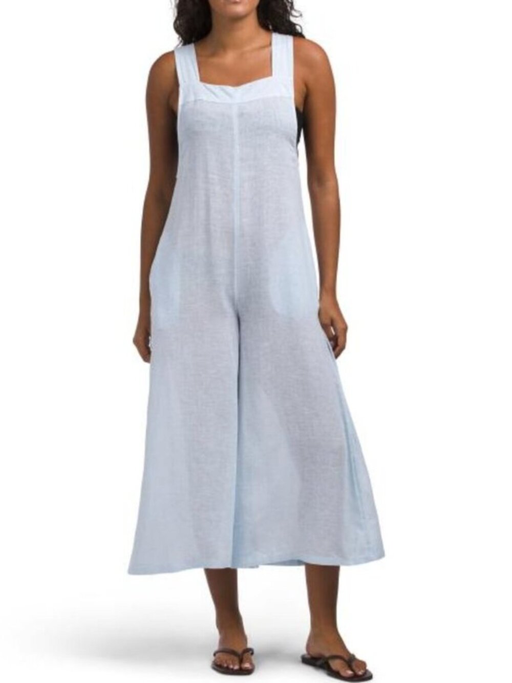 HAUTE HIPPIE STYLE Linen Blend Thick Strap Cover-up Jumpsuit